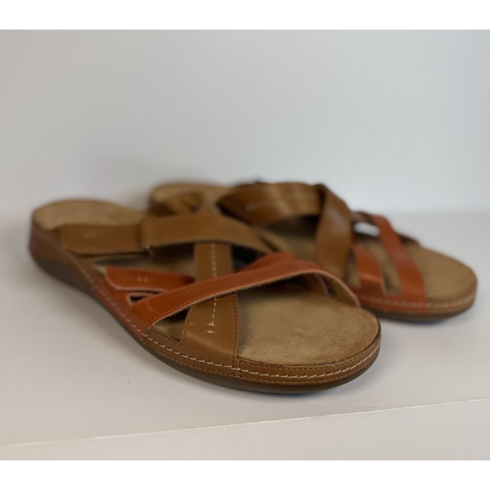 Clarksâ Original Women's 11 M Cecily Slide Tan Combination Leather Cushion